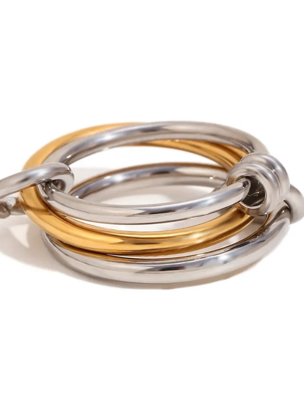 Modern French two tone Gold & Silver Mixed Metal Loop unisex Ring size 6